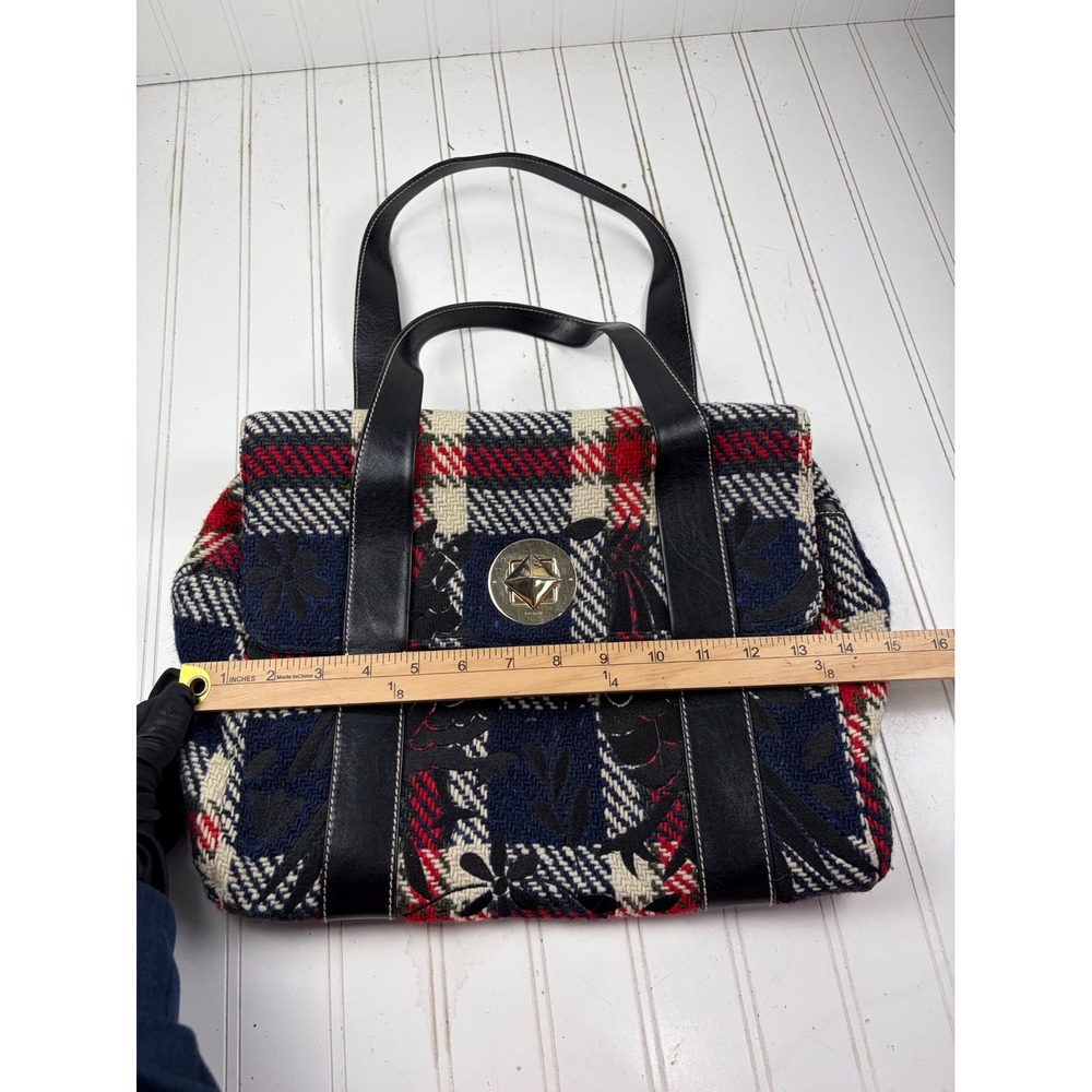 Kate Spade Mackinac Vintage Plaid Wool Floral Tote Shoulder Bag SOLD OUT - Picture 9 of 12